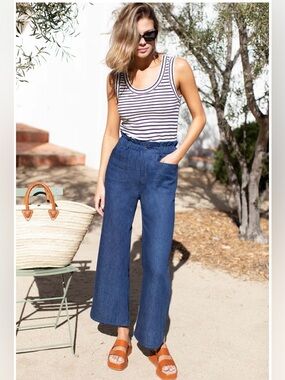 Emerson Fry Zip Front Tulip Crop Flare Jeans Small